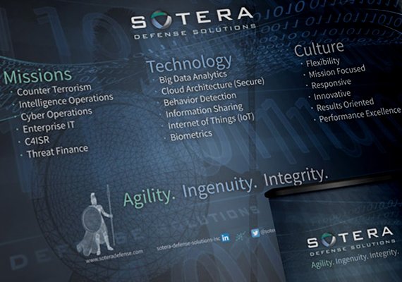 Print design and production for Sotera's conference booth. Sotera has since been sold to a large competitor.