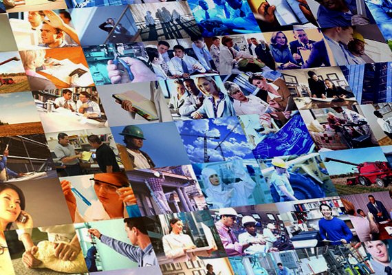 Detail of TWC's conference booth. Over a 1000 photo's arranged by dominant color to create a mosaic of the Capitol.