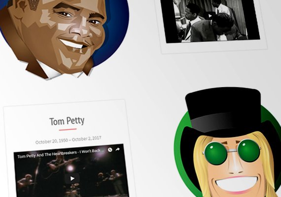 Vector illustrations for an ongoing personal project, a memorial for recent musical icons that have passed away.