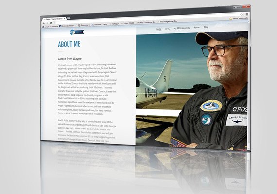 Section layout of a site being built to attract sponsors and subscriptions for a solo flight to the North Pole.- Northpolejourney.com